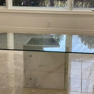 Coffee Table, Glass Top with Marble Base (ID: 2521)
